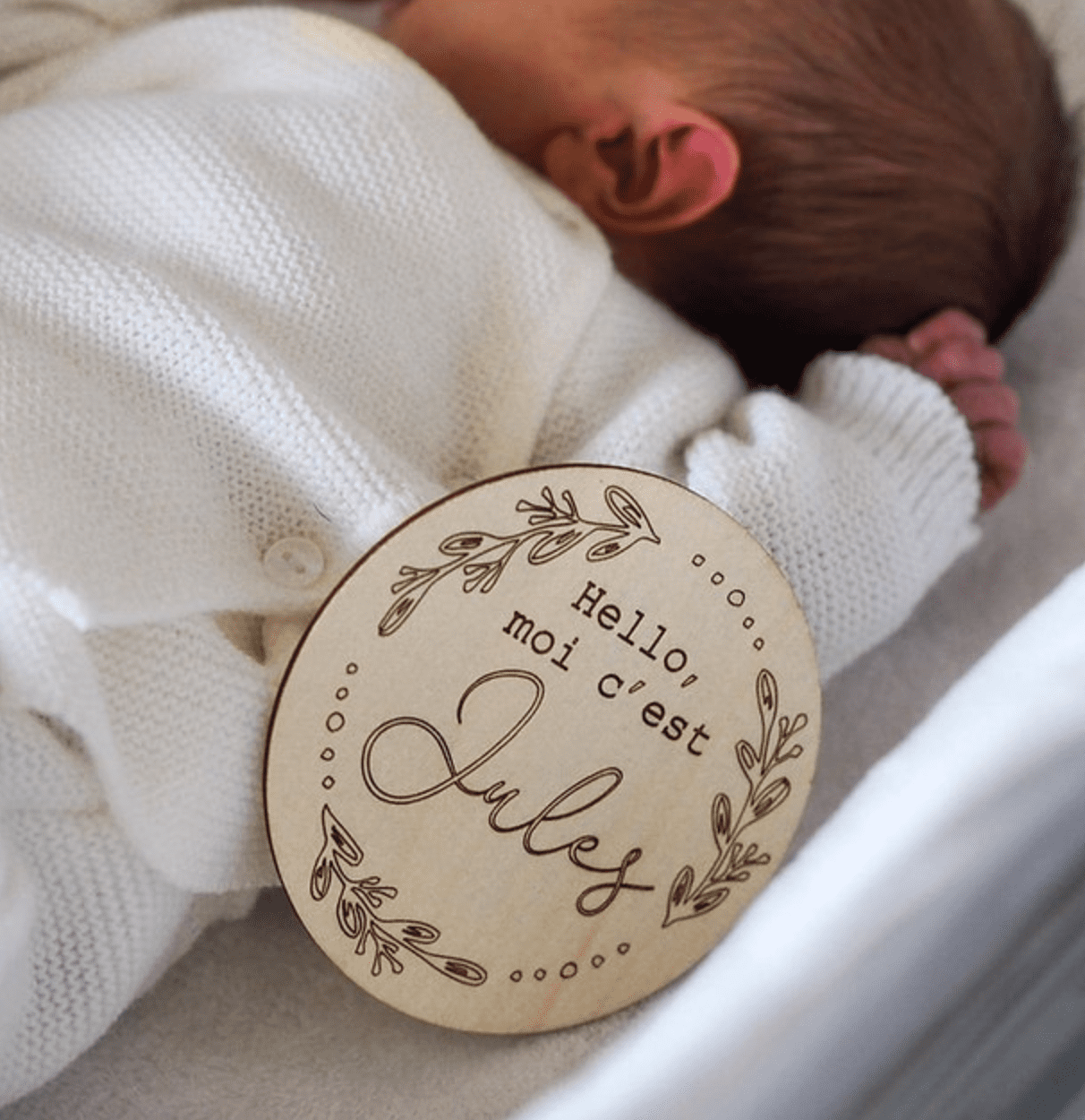Carte étape bébé en bois gravé personnalisé