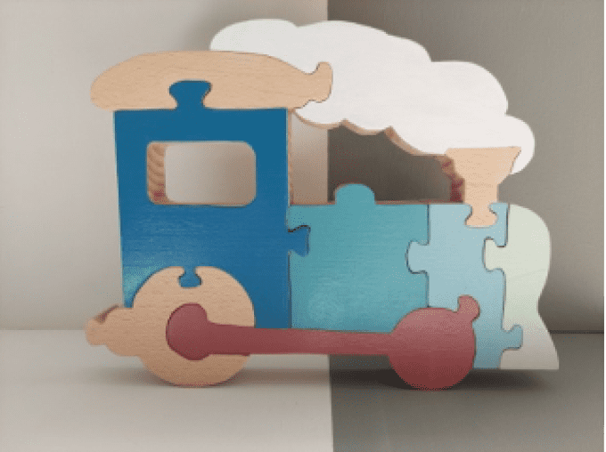 Puzzle train en bois